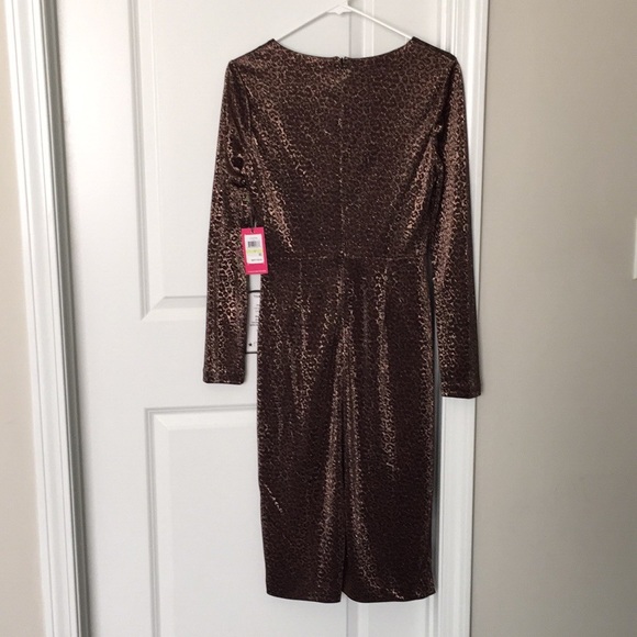 Vince Camuto Metallic Animal Print Stretch Dress - Picture 3 of 4